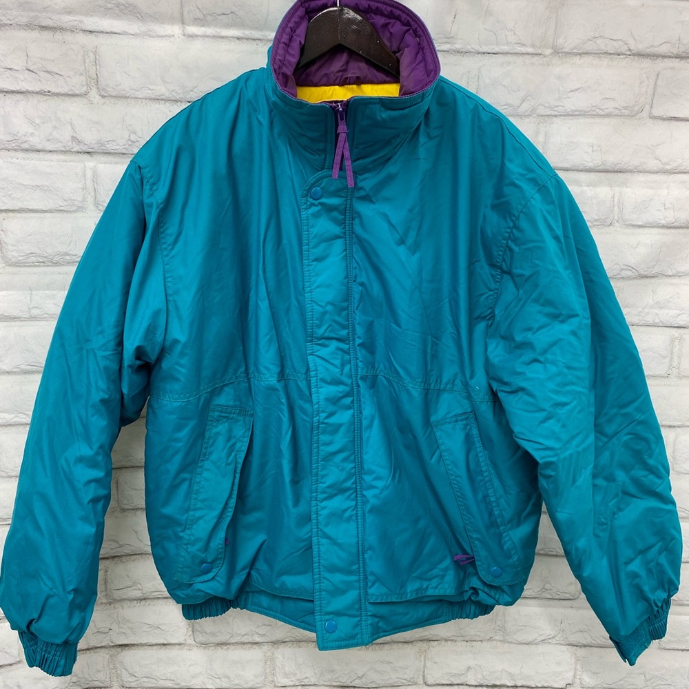 Vintage Bomber Teal and Purple Jacket Large